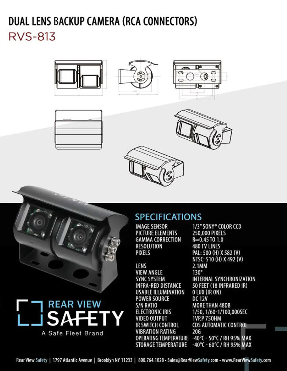 Dual Lens Backup Camera, 2 x 16&